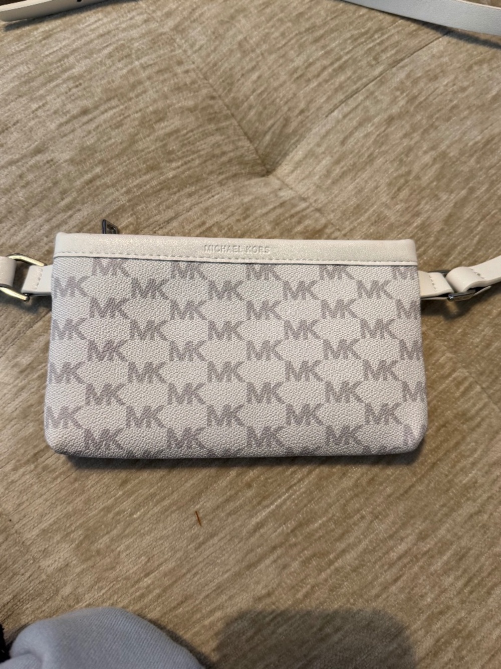 Michael Kors MK Monogram Belt Bag in Gray/white NWT